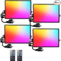 Onforu LED Flood Light Outdoor 800W Equivalent, 100W Color Changing RGBW Floodlight with Remote, Stage Lights Uplights for Events, IP66 Uplighting Spotlight Floor Strobe Light for Christmas 4 Pack