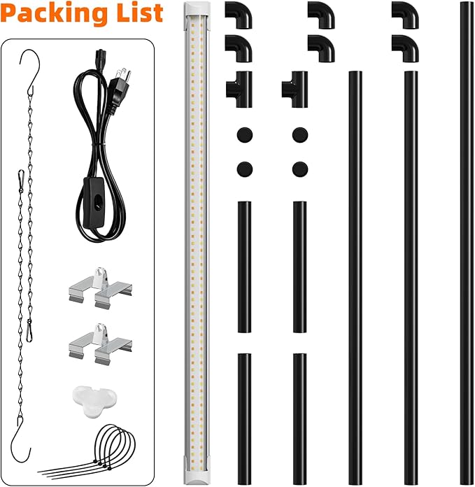 Bstrip Grow Light Stand, 2ft 24W Grow Light for Indoor Growing, Full Spectrum LED Plant Light for Seed Starting, Height Adjustable, Large 29.5" L x 18.3" W x 26.0" H