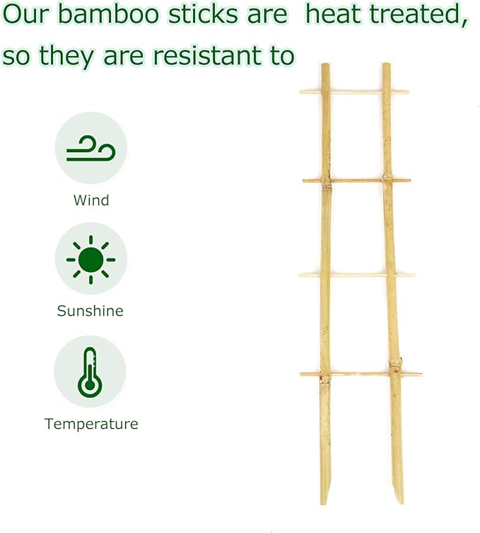 Bamboo Trellis, 16in Ladder-Shaped Trellis for Potted Plants, 3 Pack for Climbing Plants Indoor