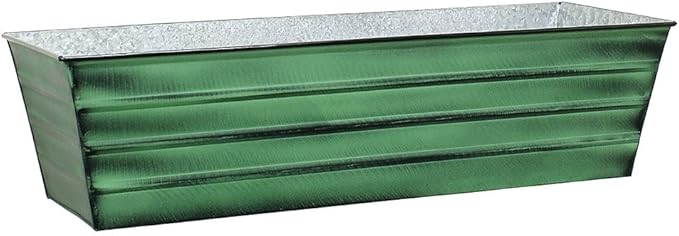 Achla Designs Galvanized Window Flower Box Planter-Green-Large (35.5" L x 11" W x 9.5" D)