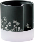 Nihow Self Watering Plant Pot: 8 Inch Ceramic Planter with Drainage Hole & Water Storage Plus for Indoor & Outdoor Plants - Cylinder Round Flower Pot for Succulent/Herbs/Violets - Black