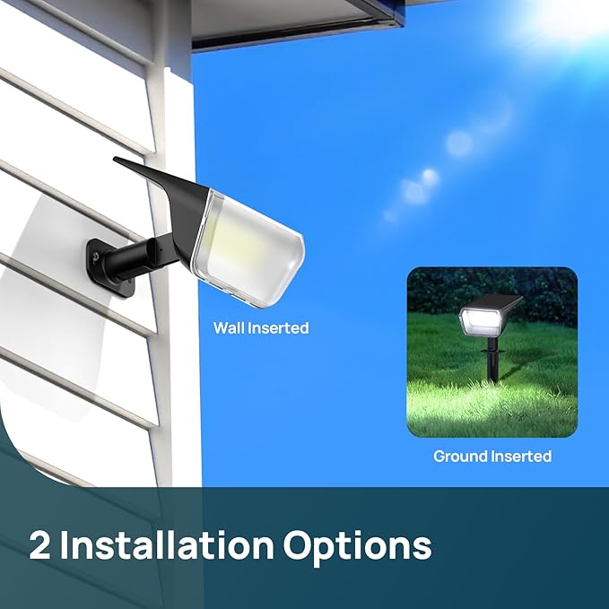 Linkind Solar Spot Lights Outdoor Waterproof IP67, 60 LED Solar Flood Lights 30% High Conversion Landscape Lighting for Garden Yard Pathway (4 Pack, Cool White)