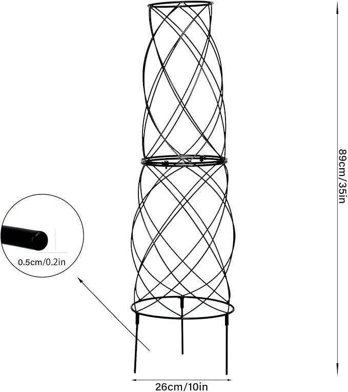 35-Inch Metal Garden Obelisk Trellis for Indoor & Outdoor Plants – Durable, Weather-Resistant Support for Climbing Vines, Roses, and Flowering Bushes – Decorative Potted Plant Structure