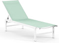 Outdoor Lounge Chair for Pool, Aluminum Chaise Lounge Chairs with 5-Position Recliner, Patio Lounge Chair for Backyard, Poolside, Deck, Lawn (LightGreen)