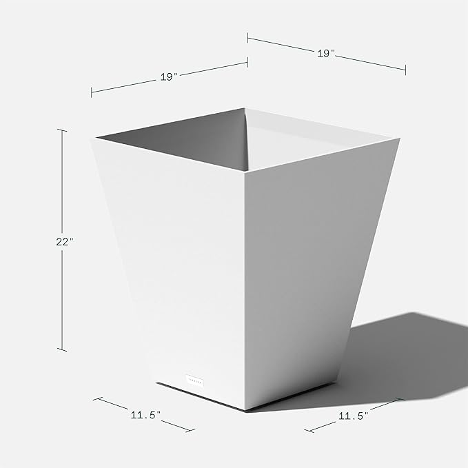 Veradek Nobleton Indoor/Outdoor Wide Square Planter (White, 22 inch - 2 Pack with 2 Saucer Trays)