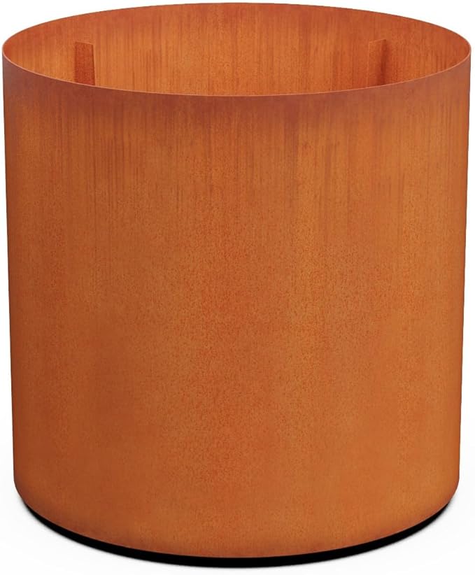 PLANTERCRAFT Corten Steel Metal Planter Box, Round Sizes, Modern Garden Steel planters for Commercial and Residential Outdoor Use.