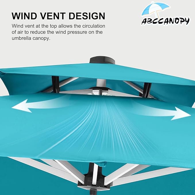 ABCCANOPY Patio Umbrella Cantilever Double Top Outdoor Offset Umbrella with 360° Rotation