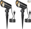 HIBOITEC 2 Pack 30W Outdoor LED Spot Lights 120V Plug in Flag Pole Light 3000LM 3000K Warm White Waterproof Landscape Spotlight for Yard Garden Tree Statue, 5.9 FT Cord with Plug