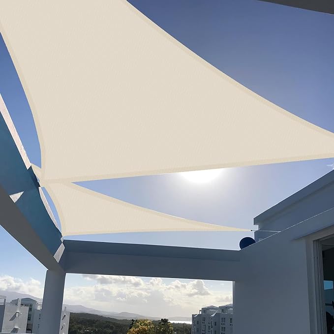 SUNNY GUARD Custom Size 6'x6'x6' Butter Cream Sun Shade Sail Triangle UV Block Shade for Backyard Yard Patio Deck Garden(Customized)
