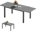 SERWALL Outdoor Expandable Dining Table 60" - 83", Patio Dining Table for 4-10 People, All Weather HDPE and Aluminum Outdoor Furniture for Backyard, Garden, Grey
