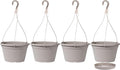 VIDELLY 4 Pcs Hanging Planters,10" Hanging Pots Plastic Hanging Flower Plant Basket with Drainage Trays & Chain Holder for Outdoor Indoor Plants Garden Balcony Decoration, Light Gray