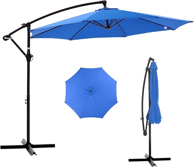 NEWBULIG 10FT Patio Umbrella, Offset Cantilever Outdoor Patio Table Umbrella, UV Protection, Fade Resistant Fabric, Easy Tilt Adjustment for Pool, Deck, Garden, Backyard