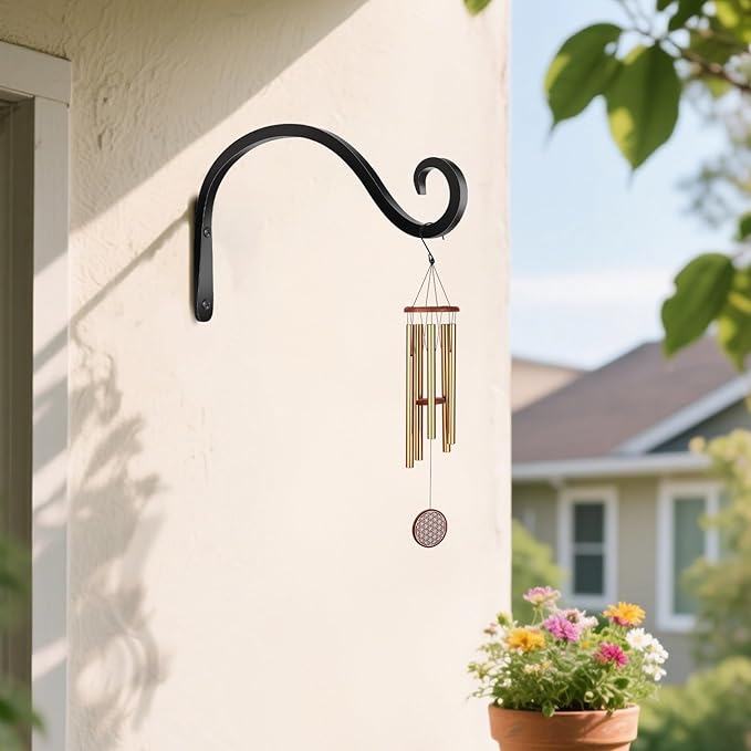 BOLITE Plant Hangers Outdoor Indoor, 12 Inch Wall Plant Hooks, Metal Bird Feeder Hanger for Hummingbird Feeders, Planters, Lanterns, Wind Chimes, Home Decor, 2 Pack, Black, Gifts for Women Men