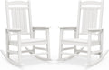 SERWALL Outdoor Rocking Chairs Set of 2, Oversized HDPE Porch Rockers for Adults, All-Weather Composite Patio Rocking Chairs, White
