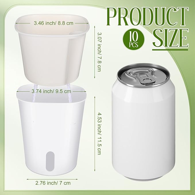 10 Pcs 3.74 Inch Self Watering Pots Self Watering Planters for Indoor Planters Plastic Garden Flower Pots with Level Indicator Vents for Herbs
