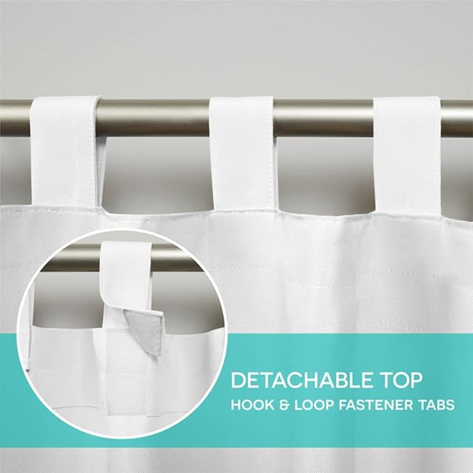 Exclusive Home Cabana Solid Indoor/Outdoor Light Filtering Hook-and-Loop Tab Top Curtain Panel Pair, 54"x132", White