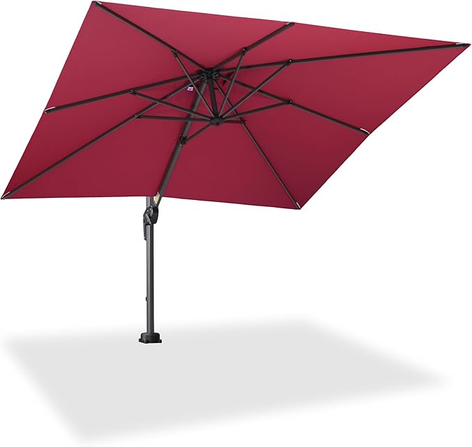 PURPLE LEAF 8' X 8' Patio Umbrella for Pool 7' High Offset Outdoor Cantilever Umbrella Swimming Pool Umbrella with 360°Rotation for Poolside Terra