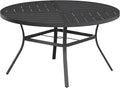 VICLLAX Round Patio Table with Adjustable Umbrella Hole for 6, All Weather Metal Outdoor Dining Table for Lawn Garden, 50" Outdoor Coffee Table, Black Tabletop