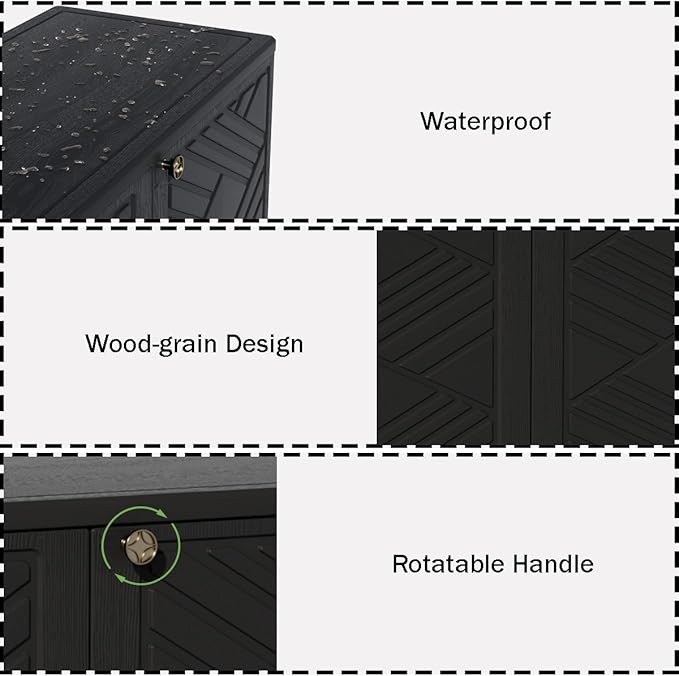 Outdoor/Indoor Storage Box,Resin and Plastic Storage Cabinet Waterproof,Outdoor Cabinet for Patio/Garden/Balcony/Backyard/All Room(NO Shelf-Black)