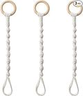 3 Pcs Adjustable Macrame Plant Hanger Extenders with Wooden Ring Handmade Woven Hanging Basket Extension Connectable Rope Hanging Plant Extender for Outdoor Indoor Plants Pot Holder Home Decor
