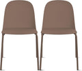 2xhome Set of 2 Modern Stackable Armless Dining Chairs | Plastic Shell Seat with Metal Legs | Indoor or Outdoor Use | Home Kitchen Patio, Brown