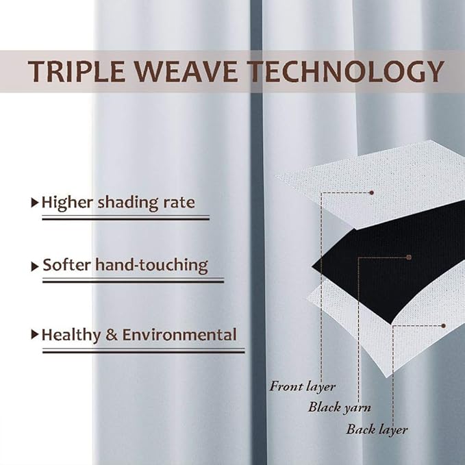 NICETOWN 2 Panels Greyish White Privacy Outdoor Curtains for Patio, Waterproof Thermal Insulated Room Darkening Top and Bottom Rustproof Grommet Windproof Drapes for Porch, W52 x L108