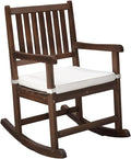 VINGLI Outdoor Rocking Chair, Weatherproof Rocker with Cushion, Wooden Rocking Bench Support 450 LBS for Patio, Yard, Garden, Outdoor or Indoors, Rustic