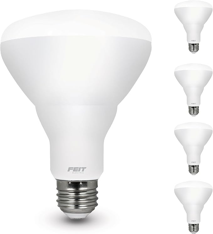 Feit Electric BR30 LED Light Bulb, 100W Equivalent, Dimmable, 1400 Lumens, E26 Standard Base, 2700K Soft White, 90CRI, Flood Light Bulb for Recessed Cans, 22-Year Lifetime, BR30DM/1400/927CA/4, 4 Pack