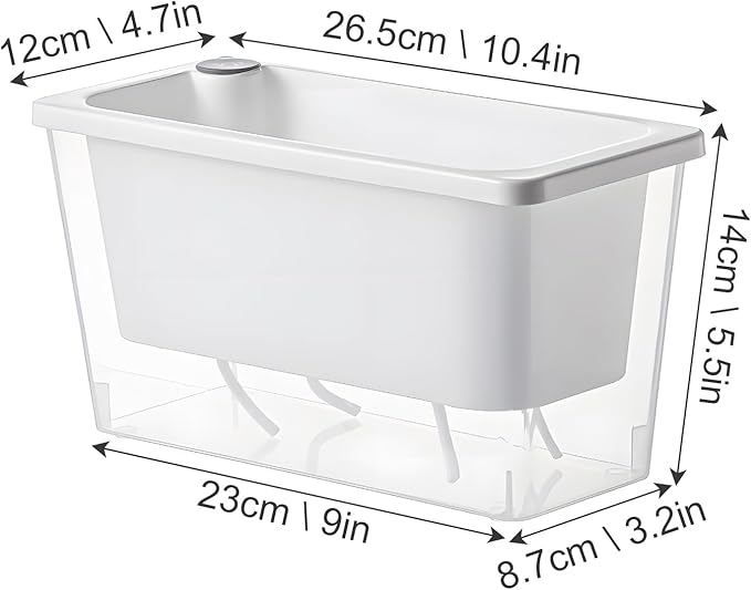Window Box Planter, 2 Pack 10 Inch Plastic Self Watering Pots for Indoor Plants, Rectangular Flower Pots with Reservoir for Outdoor Indoor Plants Garden Home Decor - White