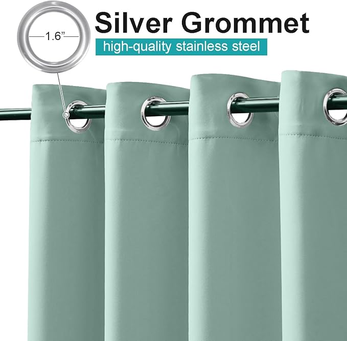 NICETOWN Outdoor Curtain for Patio Waterproof Extra Wide 100 in, Sun Blocking Vertical Blinds Thermal Insulated Stainless Grommet for Front Porch/Gazebo/Pergola, Aqua Blue, 1 Piece, 84 in L