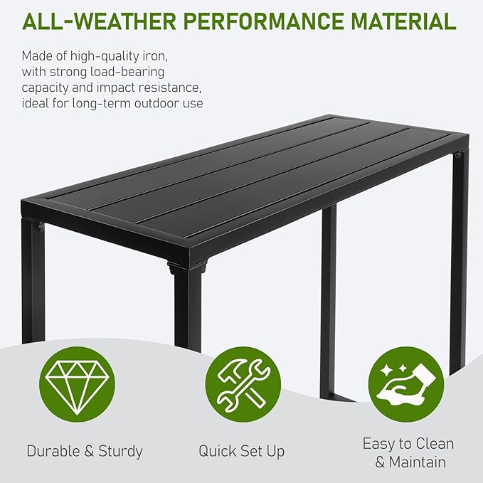 Outvita Outdoor Bar Table, 37" Height Wheeled Patio Pub Table with Waterproof Frame and Adjustable Foot for Hot Tub, Patio, Backyard, Balcony, Hallway, Bistro Rectangle, Black