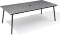 83" Patio Outdoor Dining Table for 6-8, Weather-Resistant Aluminum Frame with Wood-Grain Top & Umbrella Hole for Deck Gatherings, Grey