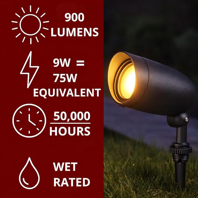 Nuvo Lighting 62/1203 LED Landscape Flood Fixture, Dark Gray, 9W, 120V, 3000 Kelvin Temp, 900 Lumens Output, 50000 Average Rated Hours, Circular LED Module Bulb, Rugged Construction 6.25 in