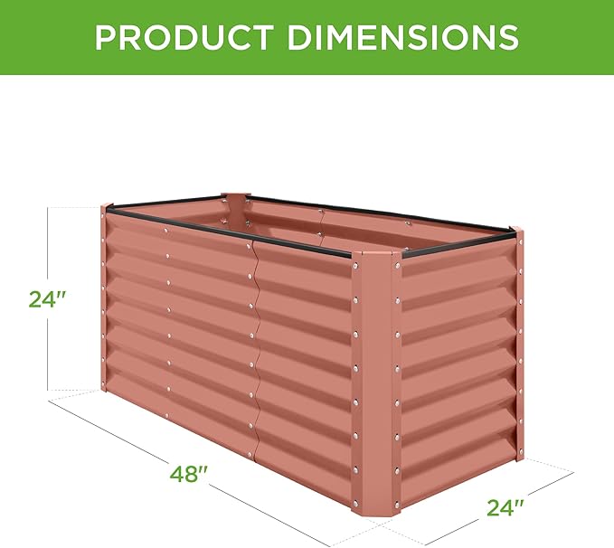 Best Choice Products 4x2x2ft Outdoor Metal Raised Garden Bed, Deep Root Box Planter for Vegetables, Flowers, Herbs, 119 Gallon Capacity, 100% Non Toxic Materials - Terracotta