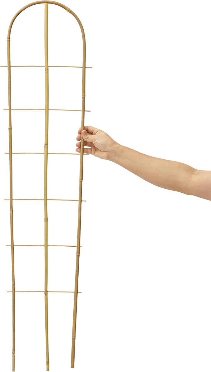 5 Pack 4 Feet U-Shape Bamboo Trellis, Natural Bamboo Trellis for Climbing Plants, Vegetables, Cucumber, Tomato, Outdoor and Indoor Potted Plants