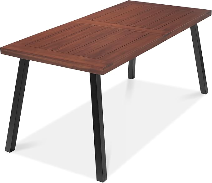 Best Choice Products 6-Person Indoor Outdoor Acacia Wood Dining Table, Picnic Table w/Powder-Coated Steel, 350 Pound Capacity Legs - Walnut Brown