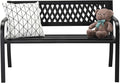 VINGLI 47'' Outdoor Bench, Weather Resistant Garden Patio Bench Powder Coated Iron Frame w/PVC Mesh Backrest Slatted Seat, 2-Person Outdoor Furniture for Front Porch Entryway Park (Black)
