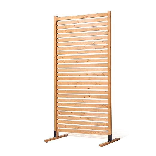 VEVOR Wooden Privacy Screen,36" W x 73" H Outdoor Privacy Screen, Freestanding Wood Privacy Panel with Stand,Outdoor Divider for Balcony Patio Lawn Garden