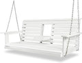 Poly Lumber 3-Seat Porch Swing, HIPS 5-Feet Bench Swing with Foldable Cup Holders,18/8 Stainless Steel Hardware, High Backrest and Deep Contoured Seat, Snow White