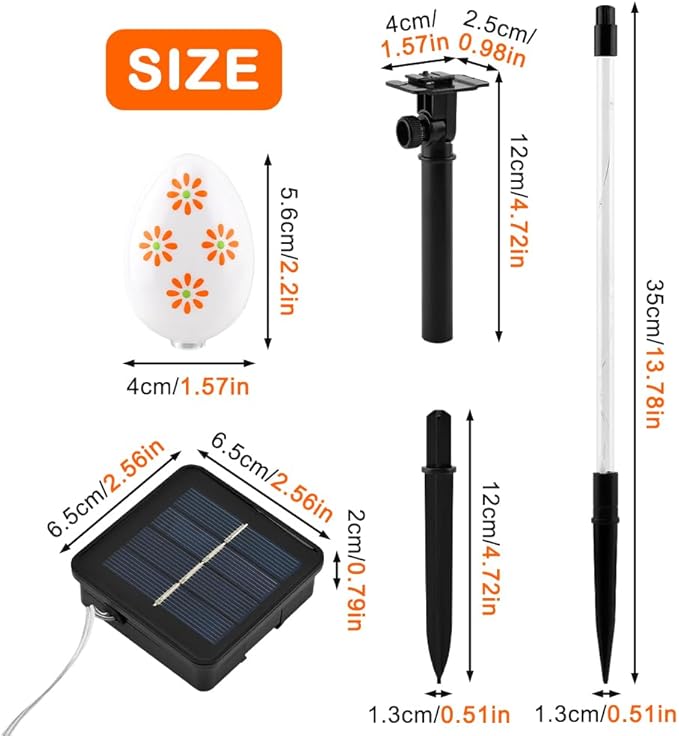 8 PCS Solar Easter Eggs Stake Lights, IP65 Waterproof Multicolor Outdoor Easter Pathway Lights Auto On/Off Solar Stake Light for Lawn Landscape Yard Patio Decorations