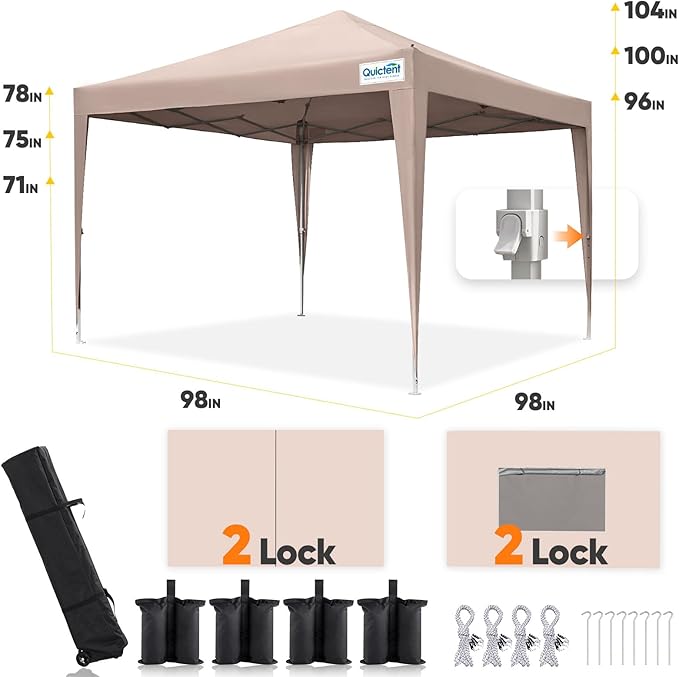 Quictent Privacy 8x8 Pop up Canopy Tent with Sidewalls and Roll-up Ventilated Windows, One Person Easy Setup, Outdoor Commercial Gazebo Shelter Enclosed Waterproof, Bonus 4 Sandbags
