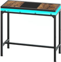 Bar Table with LED Lights, Counter Height Table, Bar Height Pub Table, Metal Frame, for Living Room, Dining Room, Pub, Black BT01DBK