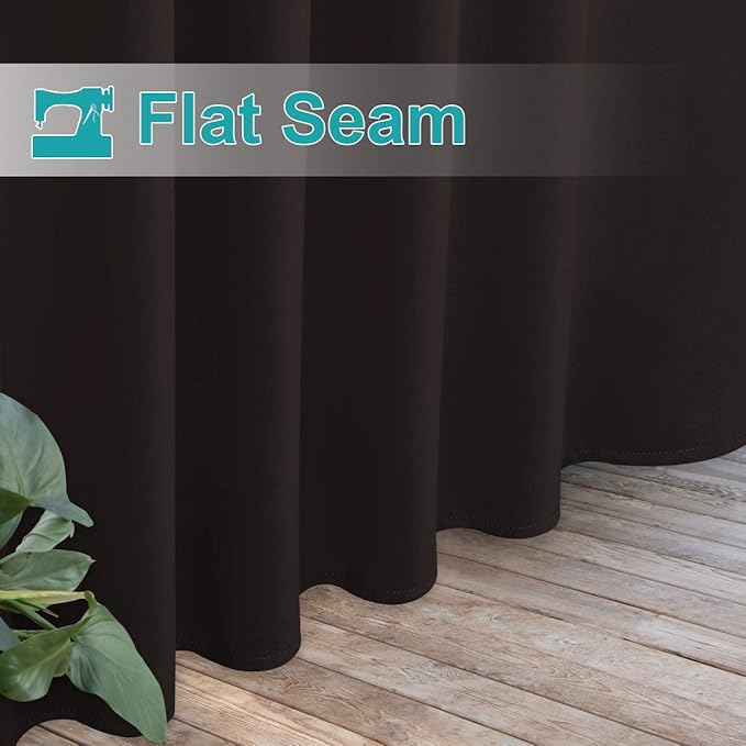 NICETOWN 2 Panels Blackout Outdoor Curtains for Patio Waterproof, Detachable Tab Top Cabana Curtainss Room Darkening Thermal Insulated Blind for Outdoor Living Divider, W52 x L108, Toffee Brown