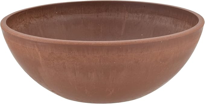 PSW Pot Collection M30TC 8-inch Plastic/Stone/Wood Composite Low Bowl Planter – No Drainage Hole (Drillable), Shallow Indoor/Outer Pot for Succulents, Bonsai, Fairy Gardens, Herbs, Terra Cotta Color