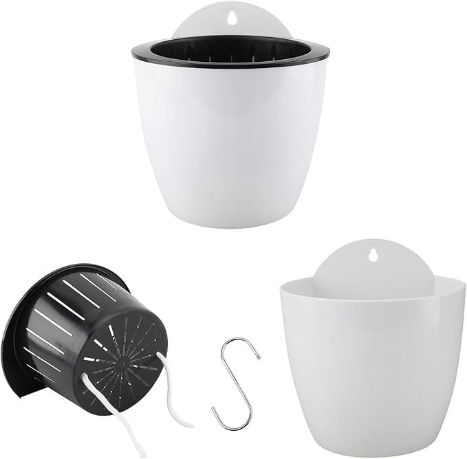 Homend 7 Pack Self Watering Hanging Planters, L Size, Suitable for Indoor or Outdoor Use, Durable and Great for Gifting