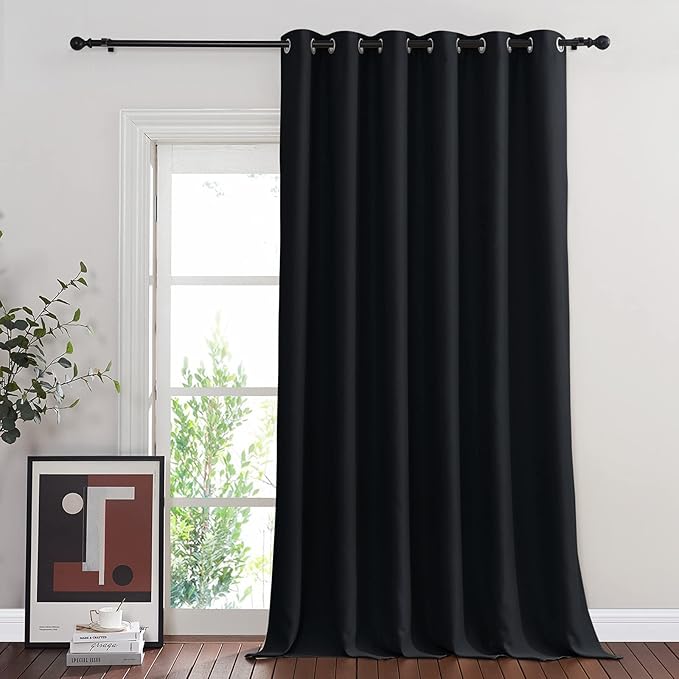 NICETOWN Black Out Sliding Door Curtain 102 inches Long, Grommet Thermal Insulated Patio Door Curtains Room Divider Drape Window Treatment for Bedroom/Living Room, 1 Panel, W80 x L102