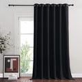 NICETOWN Black Out 132 inch Curtain for Patio Door, Grommet Thermal Insulated Room Divider Wide Winodw Treatment Sound Reducing for Bedroom, Black, 1 Panel, 80" W x 132" L