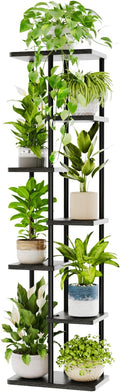 Bamworld Tall Plant Stand Indoor, Corner 7 Tier Metal Plant Shelf for Multiple Plants, Tiered Flower Pot Stands for Patio Garden Balcony Living Room Bedroom, Black