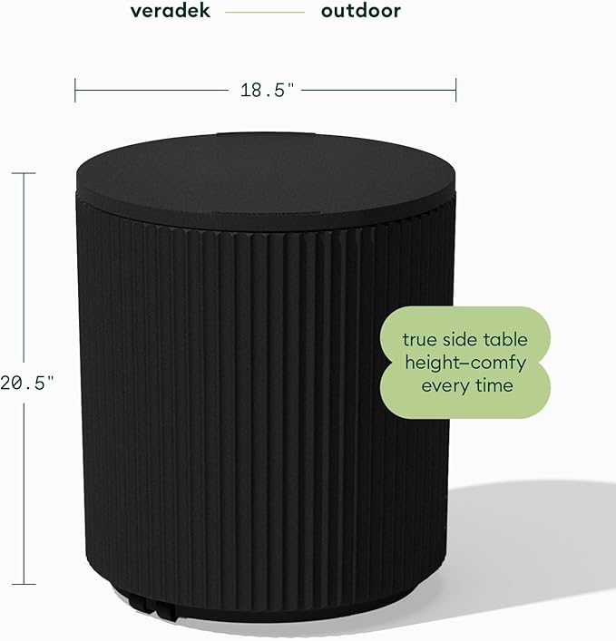 Veradek Outdoor Cooler Side Table - 2 in 1, Black, 21 inch