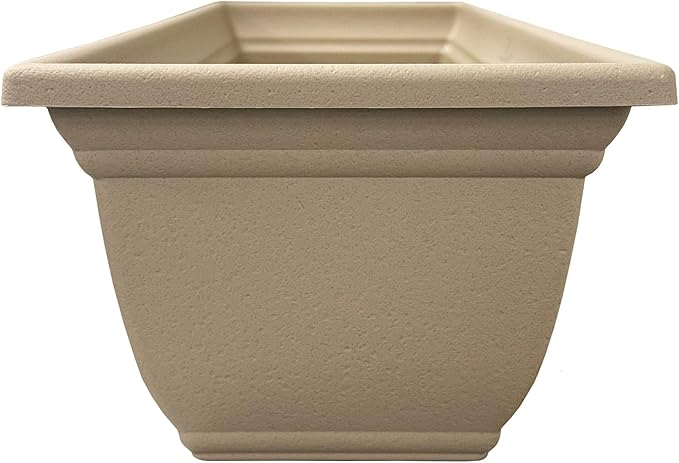 The HC Companies 24 Inch Mojave Window Planter Box with Drainage Holes, Lightweight UV-Resistant Plastic Outdoor Planters, 2-Pack Flower Box for Garden & Home Decor, Sandstone